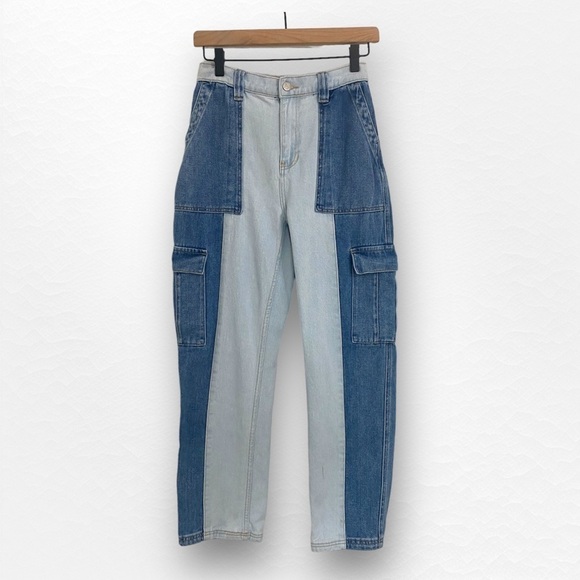 Pacsun Y2k Retro Two Toned High Rise Cargo Style Mom Jeans, Women’s Size 25 - Picture 13 of 13